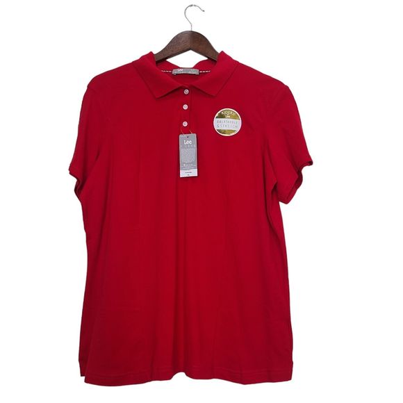 Lee Riders Women's XL Polo Shirt Valentine Red Button Up Breathable Stretch New - Picture 1 of 8